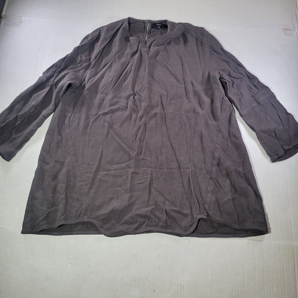 Madewell Women Textured Gray 3/4 Sleeve Tunic Top Size Medium